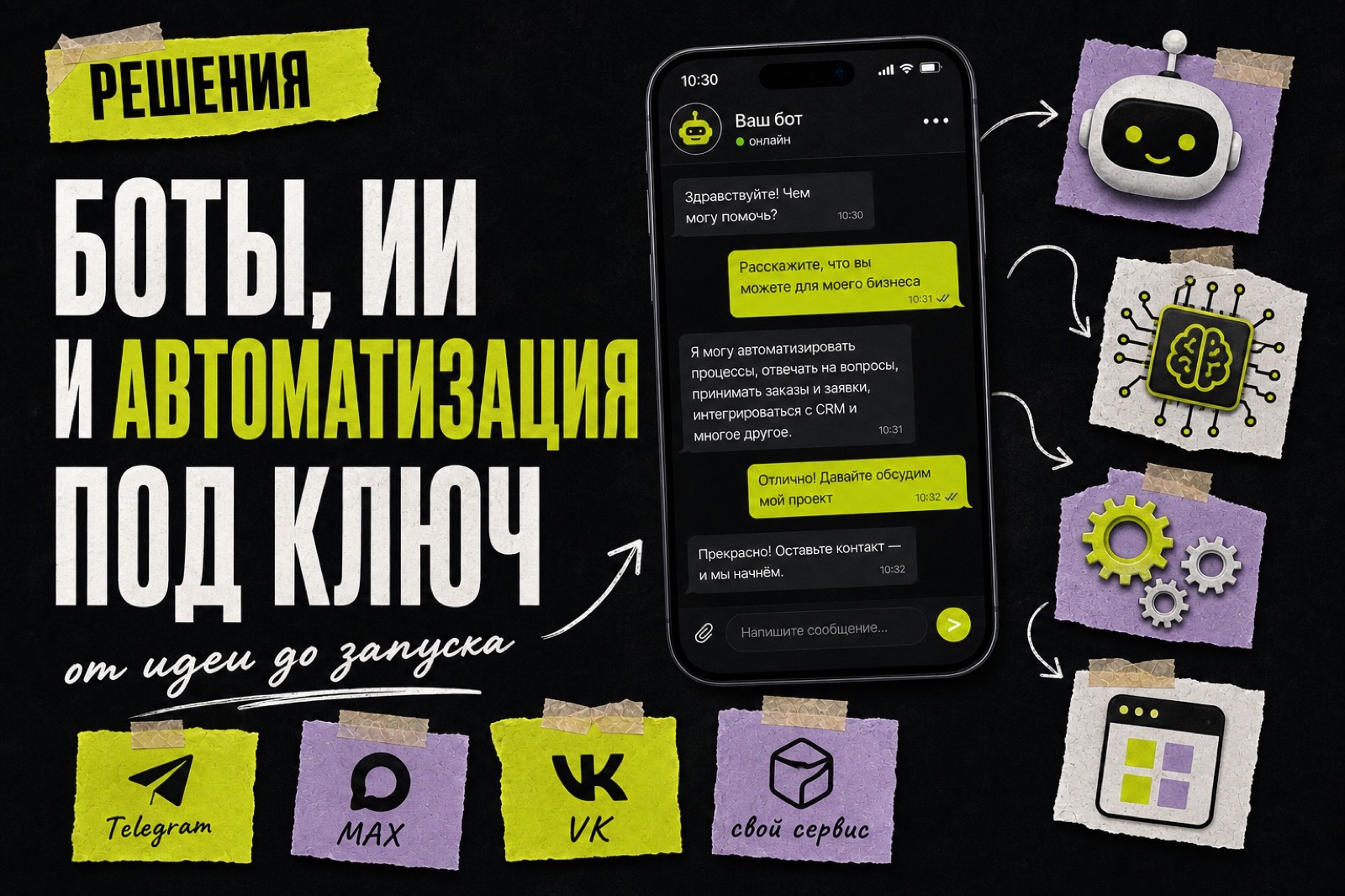 Боты, ИИ и автоматизация под ключ